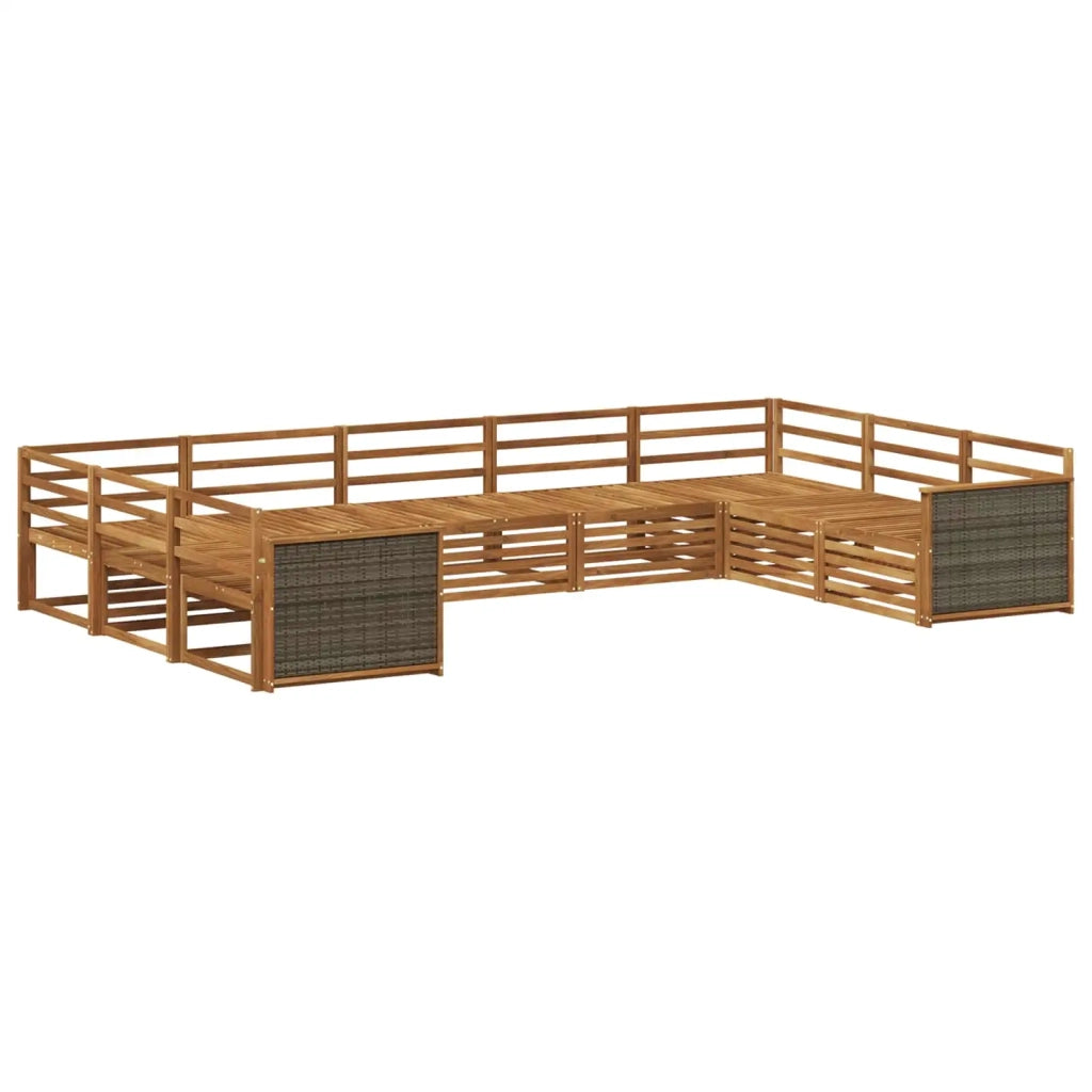 Set di divani da esterno 9 pz Naturale Legno di Acacia Massello 3383827