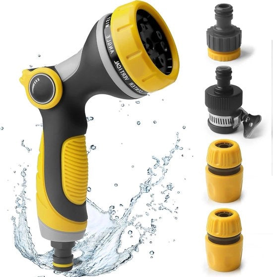 Spazzola per piante 10 funzioni doccia manuale per innaffiare giardino auto lavaggio animali da compagnia bagno pulizia interna giallo con rilascio di pressione e chiusura permanente