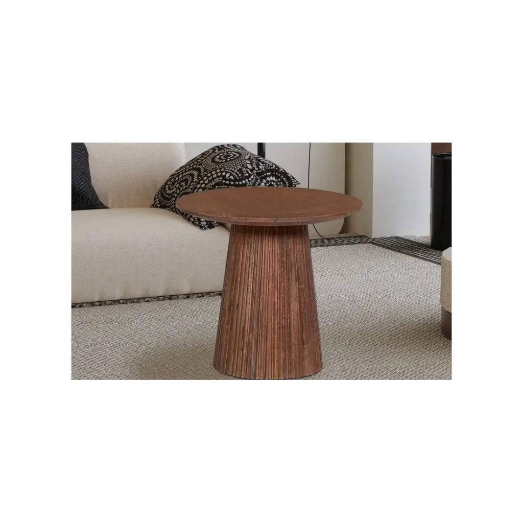 Tavolino RIMBAUD – Effetto legno marrone – Diametro 50 cm