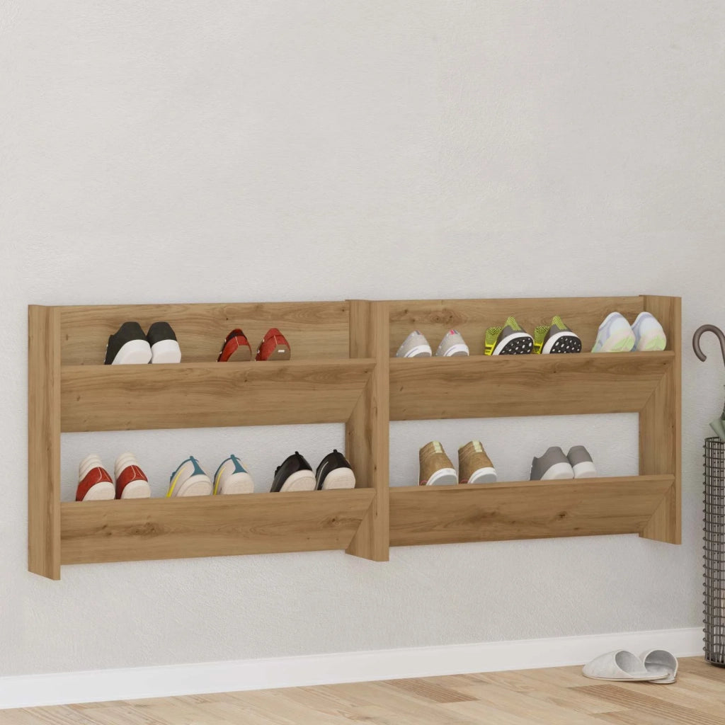 Scarpiera | Mobile per scarpe 2 pz Rovere artigianale 81 x 18 x 60 cm