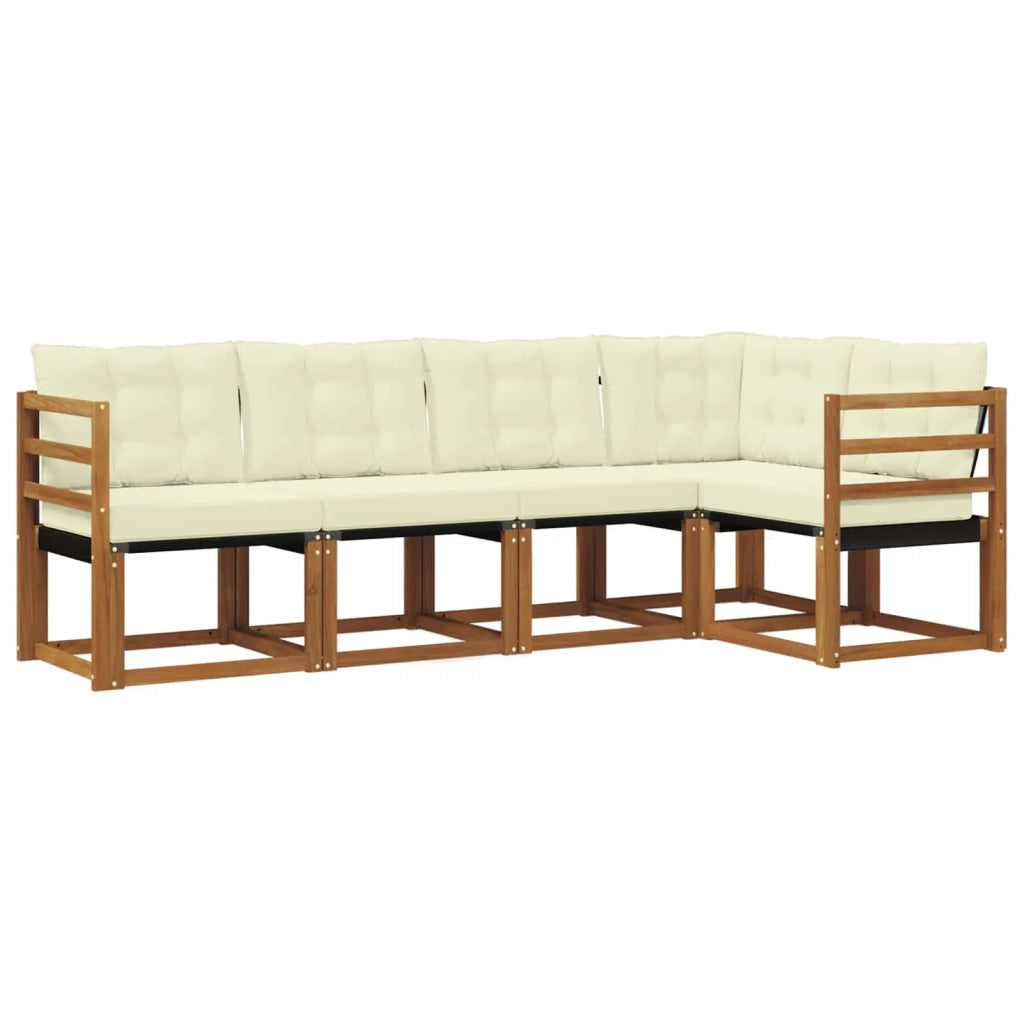 Set di divani da esterno con cuscino 5 pcs Naturale e Crema