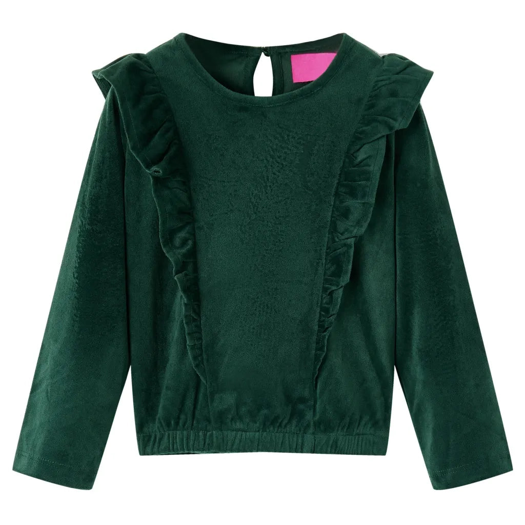 Camicetta da Bambina con Volant Verde Scuro 104 15107