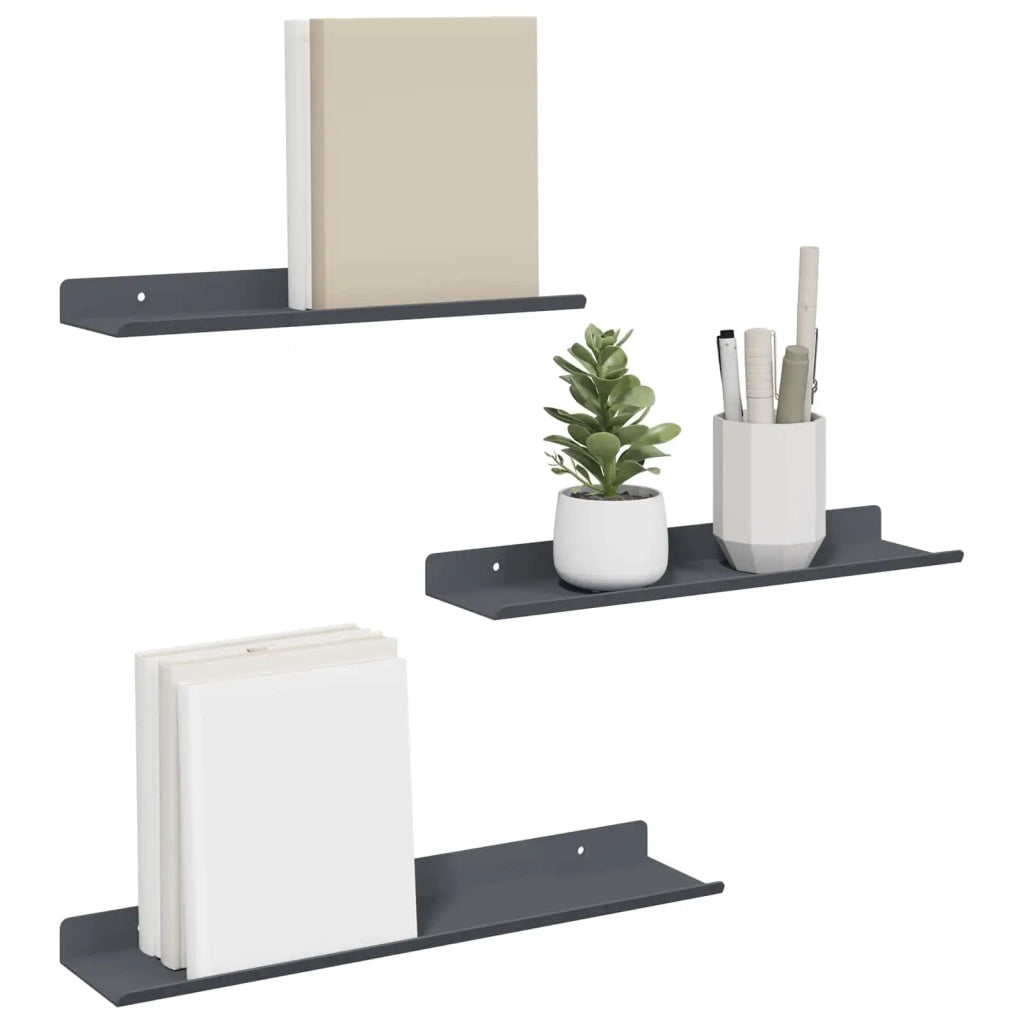 Mensola sospesa 3 pcs Antracite 40 x 9 x 2,5 cm Acciaio 8003932