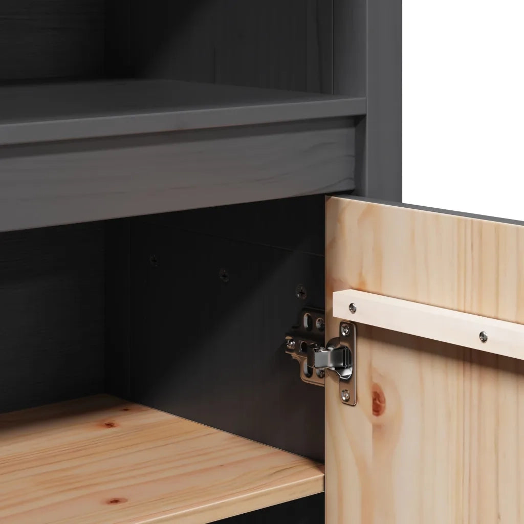 Credenza | Madia | Buffet da pranzo | Armadio da pranzo Grigio 80x35x154 cm in Legno Massello di Pino