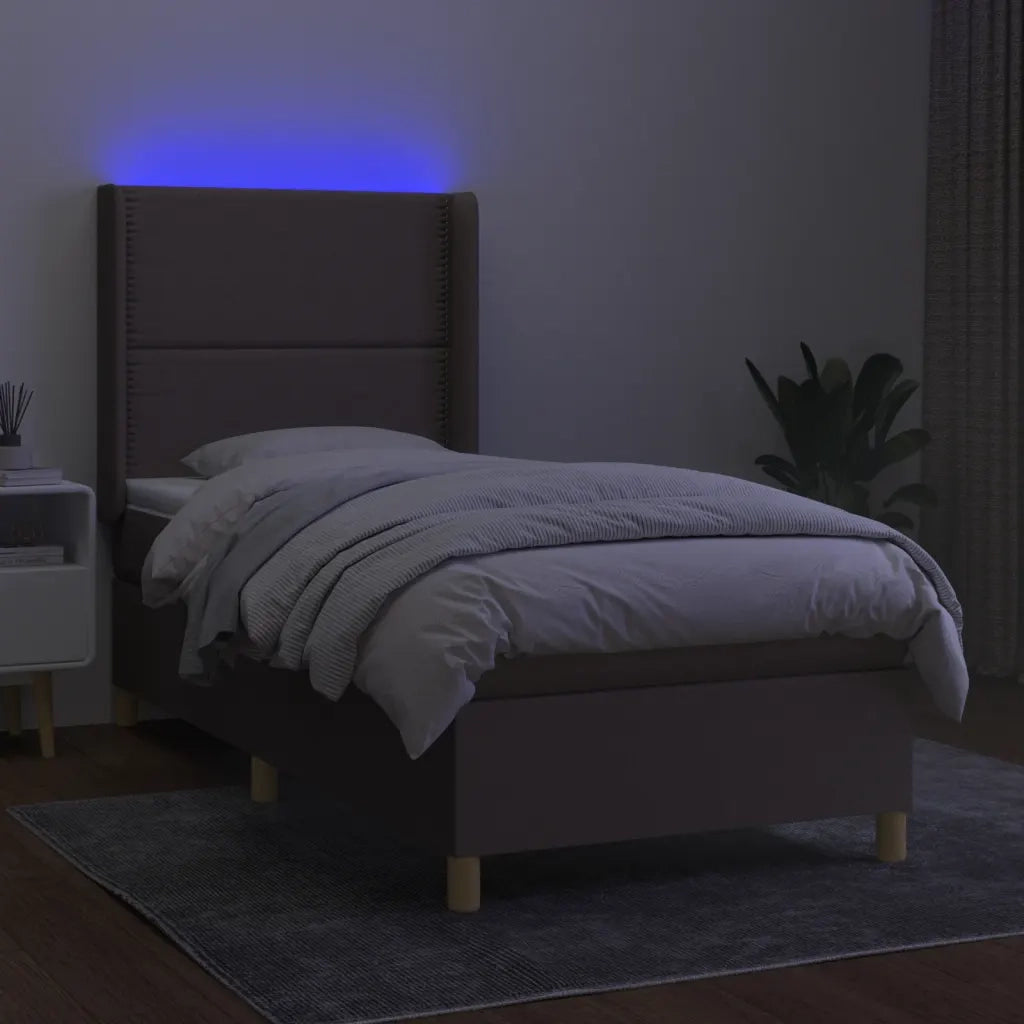 Letto a Molle Materasso e LED Marrone Scuro 90x200cm in Tessuto cod mxl 67566