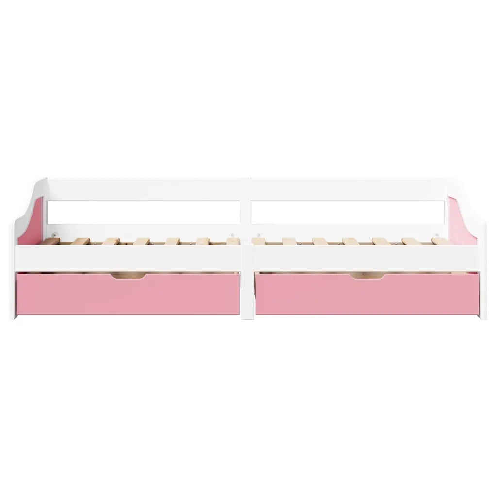 Dormeuse 2 Cassetti senza Materasso-Struttura Sofa Letto Bianco&Rosa 90x200 cm IRUN 870172
