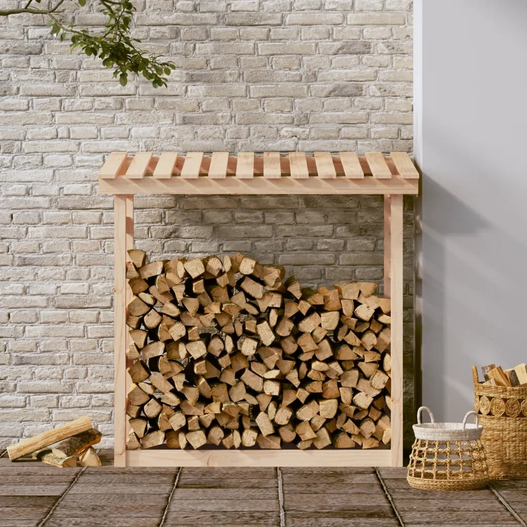 Portalegna-Scaffale per Legna 108x64,5x110 cm in Legno Massello di Pino