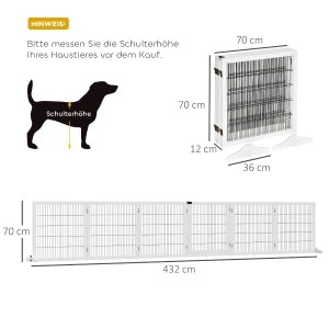 CANCELLETTO Barriera pieghevole per cani 432x70 cm Legno Bianco