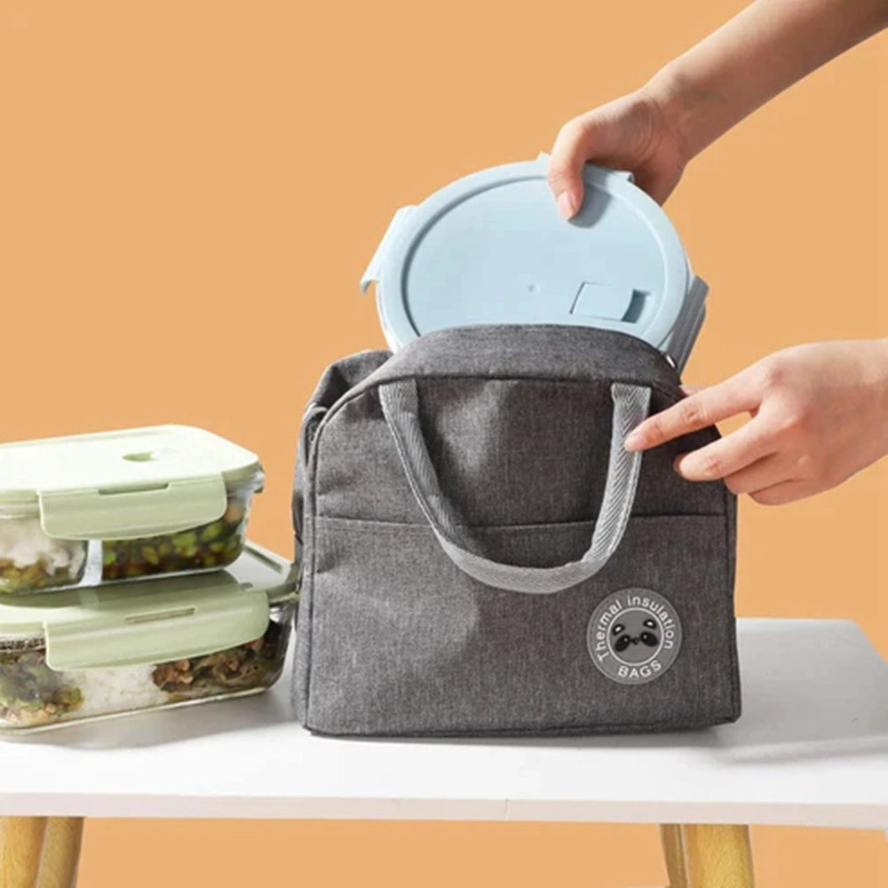 Trade Shop - Set Lunch Box Con Borsa Termica Contenitori Posate 6pz Per Pranzo Ufficio Scuola Campeggi -