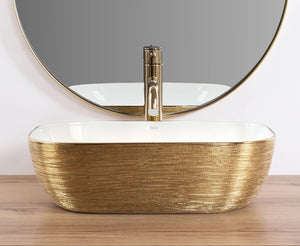 Lavabo Da Appoggio Rea Belinda White Gold Brush