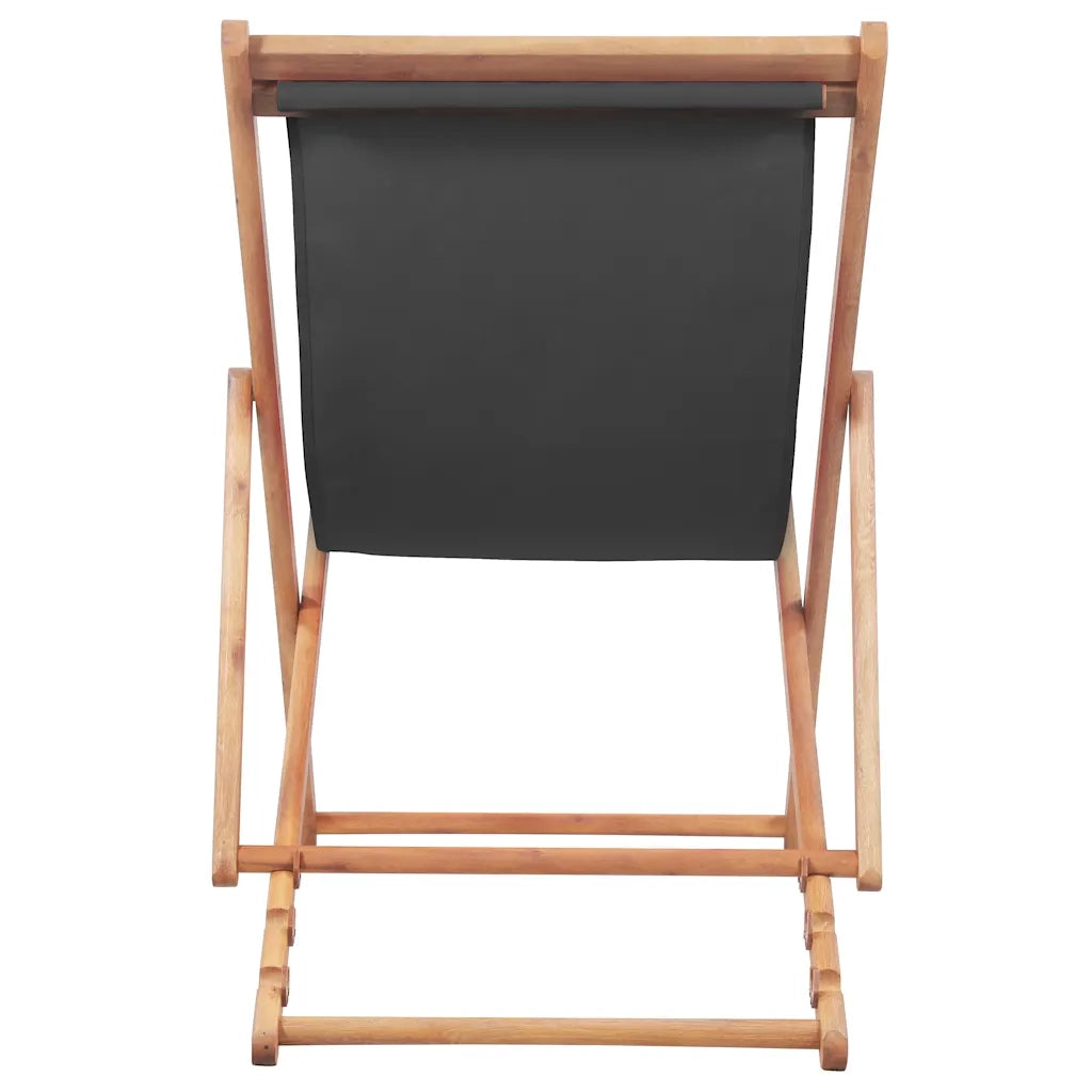 Sdraio da Spiaggia Pieghevole Telaio in Legno e Tessuto Grigio CFW6307895