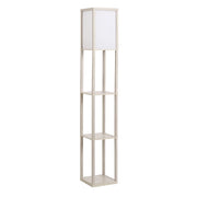 Libreria Lampada a Stelo con Ripiani ¨C zephmum ¨C Legno, Grigio, 26x26x160 cm