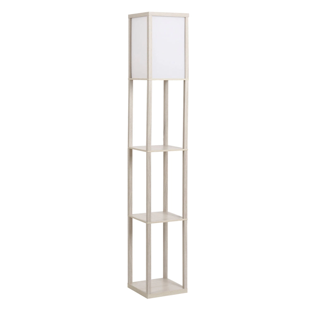 Libreria Lampada a Stelo con Ripiani ¨C zephmum ¨C Legno, Grigio, 26x26x160 cm