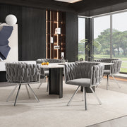 Set 4 sedie da pranzo girevoli 360° in velluto grigio con struttura in metallo