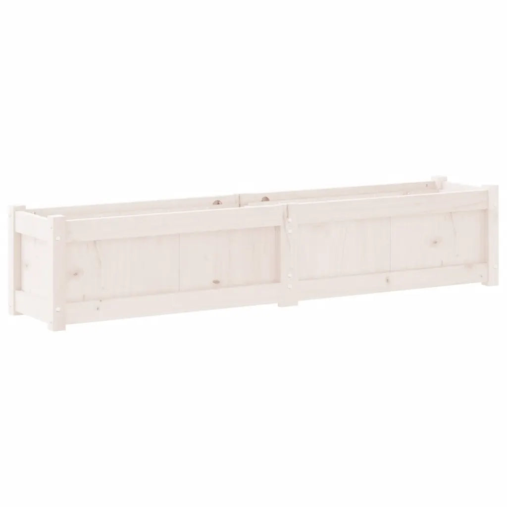 Fioriera da Giardino-Vaso da Esterno Bianca 150x31x31 cm Legno Massello di Pino