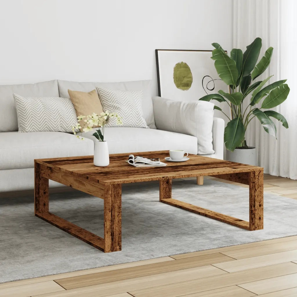 Tavolino salotto | Tavolino da caff¨¨ | Tavolino da Soggiorno Legno Antico 100x100x35 cm in Truciolato