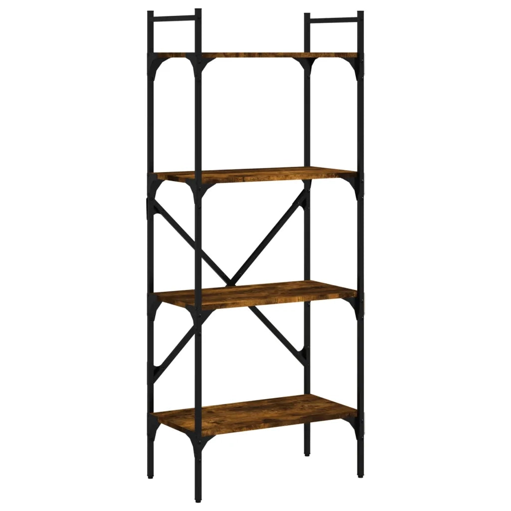 Libreria-Scaffale per Libri-Mobile di Stoccaggio Rovere Fumo 4 Ripiani 56x31,5x138,5 cm Multistrato