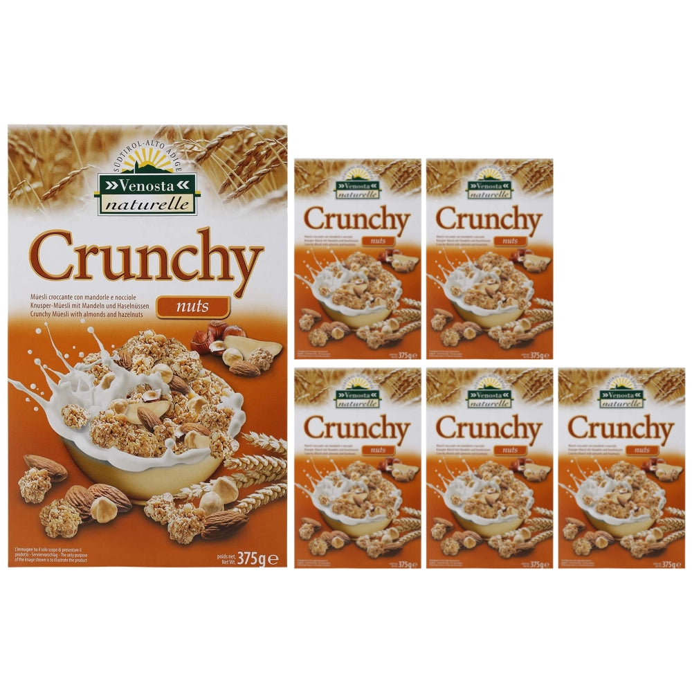 Venosta naturelle crunchy nuts con mandorle e nocciole 6 confezioni da 375 grammi