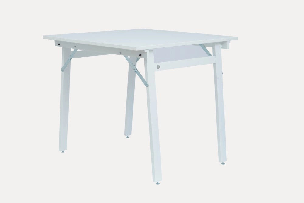 Tavolo Pieghevole Salvaspazio 80x80x74,5-76 cm Party in Legno e Laminato Bianco