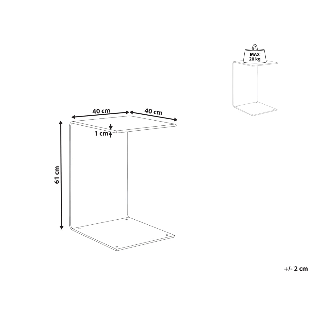 Tavolino laterale in vetro blu semitrasparente 40 x 61 cm a sbalzo minimalista