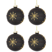 Palline di Natale in Vetro Nero Oro e Stelle Glimmer Diametro: 100 mm