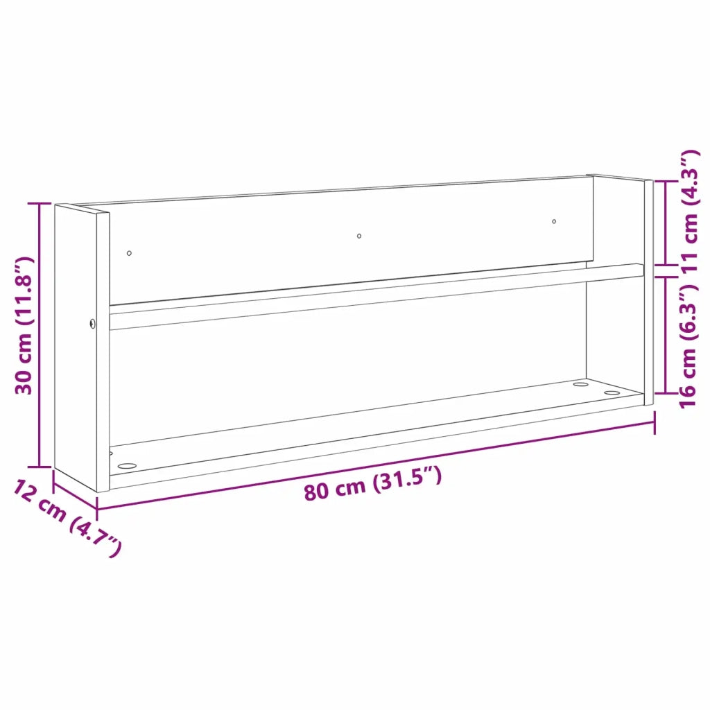 Scaffale per riviste Rovere artigianale 80 x 12 x 30 cm 890814