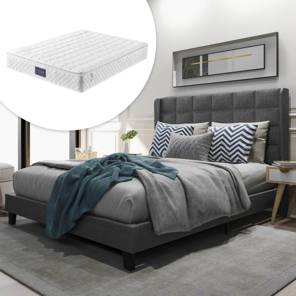 letto imbottito lino grigio 140x200 cm