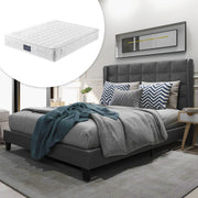 letto imbottito lino grigio 140x200 cm