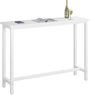 Tavolo da Bar Rettangolare Alto Tavolino per Cucina in Metallo Legno 140x40x100 cm