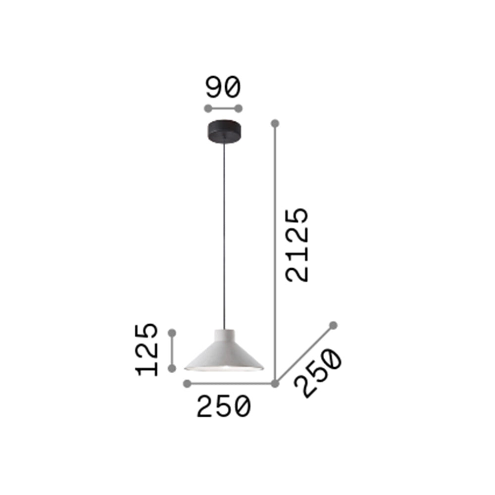 Sospensione Industrial-Minimal Oil-6 Metallo Cemento Grigio 1 Luce E27