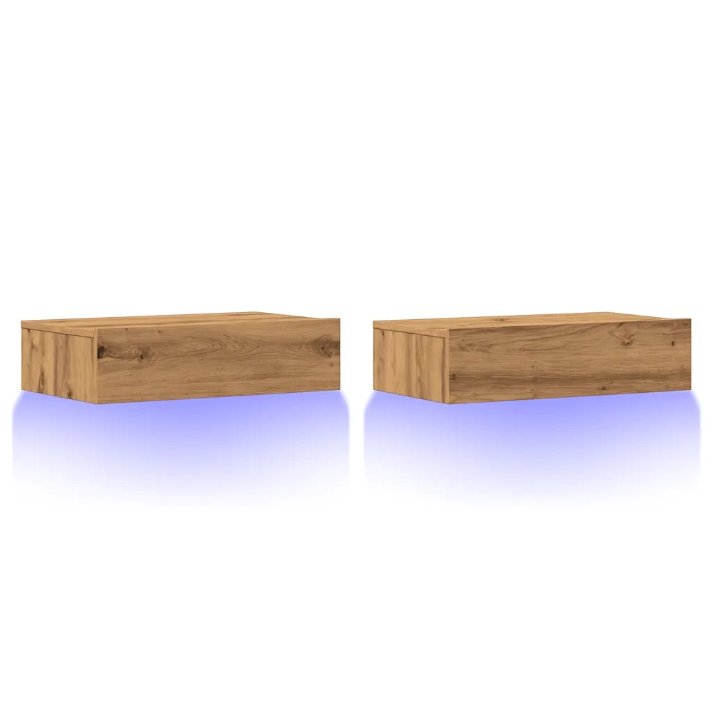 Mobili Porta TV Luci LED 2 pz-Set di 2 Credenza per TV Rovere Artigianale 60x35x15,5 cm