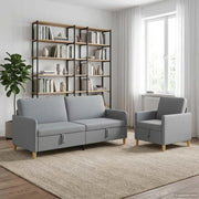Set di Divani con Storage 2 pcs Grigio Chiaro Poliestere 3429232