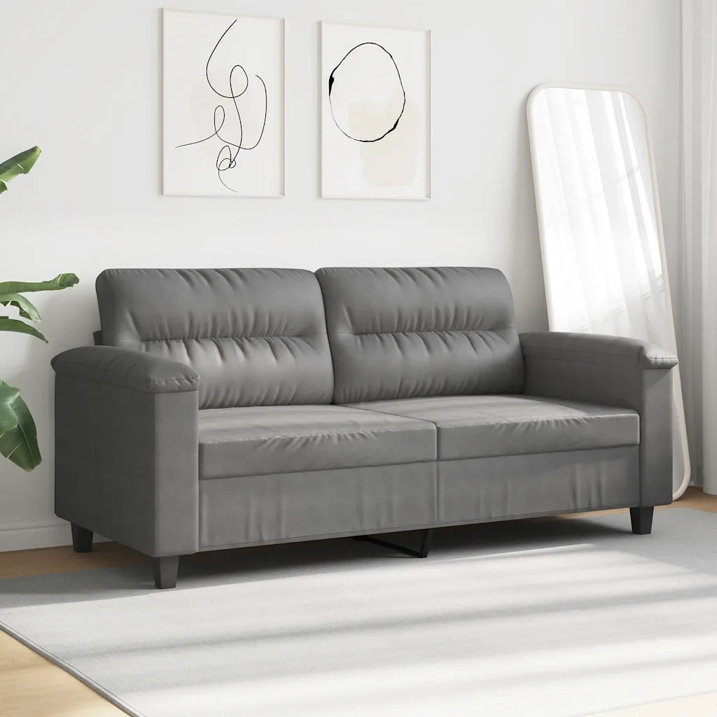 Divano a 2 Posti Grigio Scuro 140 cm in Tessuto Microfibra 359563