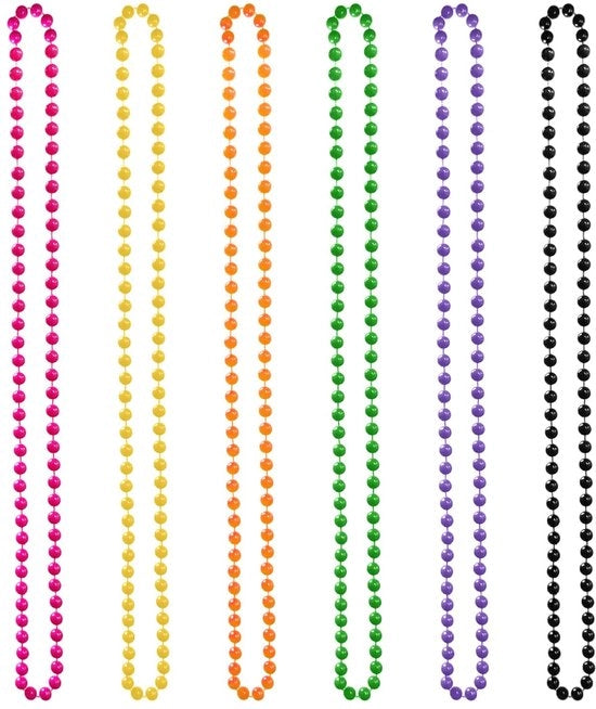 Collana con perle neon - Accessorio per abbigliamento - Festa - Leggero - Colori accattivanti - Stile anni '80 - Collana