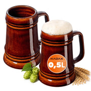 Set di 2 boccali da birra KADAX da 500 ml (0,5 l) in gres con manico, ideali come regalo.