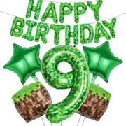Folieballoone per Festa d'Anniversario - Thema Videogioco - Disegno a Pixel - Decorazione per Festa d'Anniversario - Ballo di Compleanno per 9 Anni