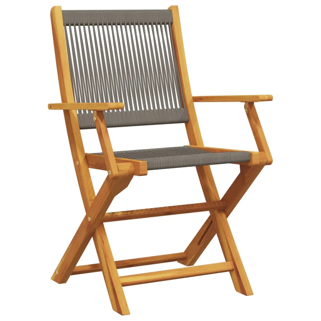 Set da Bistrot 3pz | Set Salotto da Giardino Grigio in Polipropilene e Legno Massello