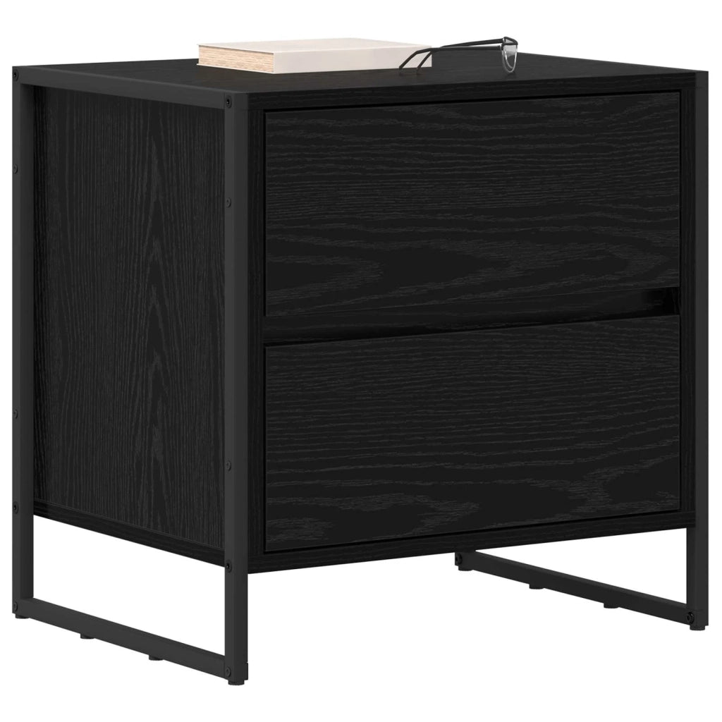 Comodino | Armadio da Notte | Mobiletto da notte Rovere Nero 50 x 39.5 x 50 cm Legno multistrato