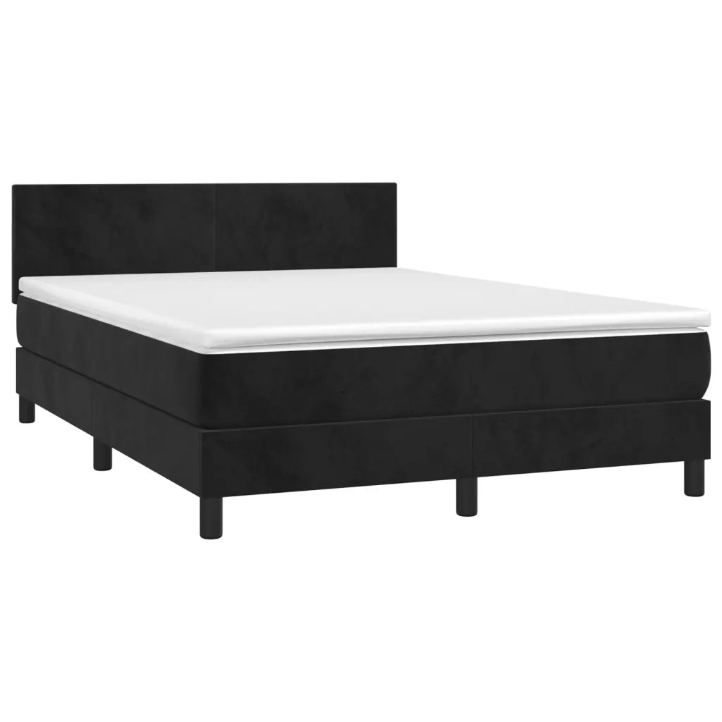Letto a Molle con Materasso e LED Nero 140x190 cm in Velluto 3134281
