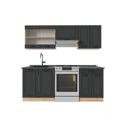 Cucina componibile R-Line Antracite rustico/Rovere dorato 200 cm, PL Antracite Vicco