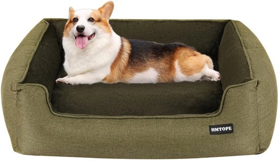 Letto per cani, Banca per cani, Cuscino per cani, Giacca per cani Rimovibile e Lavabile, Verde oliva, 90 x 75 x 25 cm