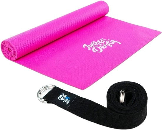 Mat di yoga 2 in 1, con rivestimento e antiscivolo, con cintura per yoga, mat per fitness con e-book workout, mat per sport, dimensioni 173 x 61 cm