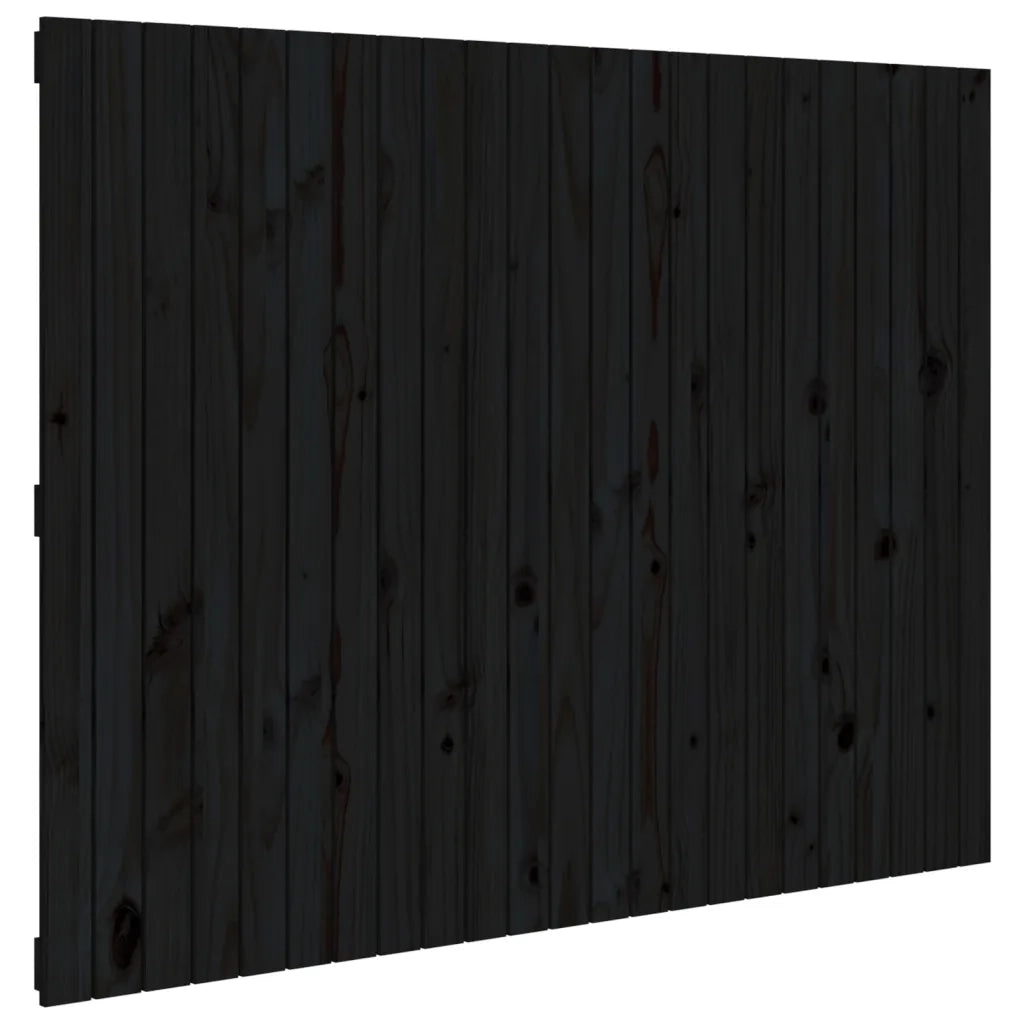 Testiera da Parete Nera 146,5x3x110cm in Legno Massello di Pino