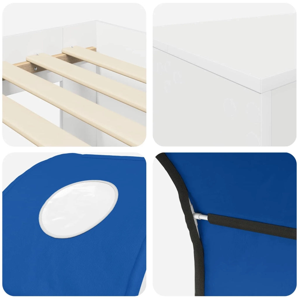 Letto matrimoniale | Letto per adulti | Letto con Tunnel 4 pcs Rovere Artigianale e Blu