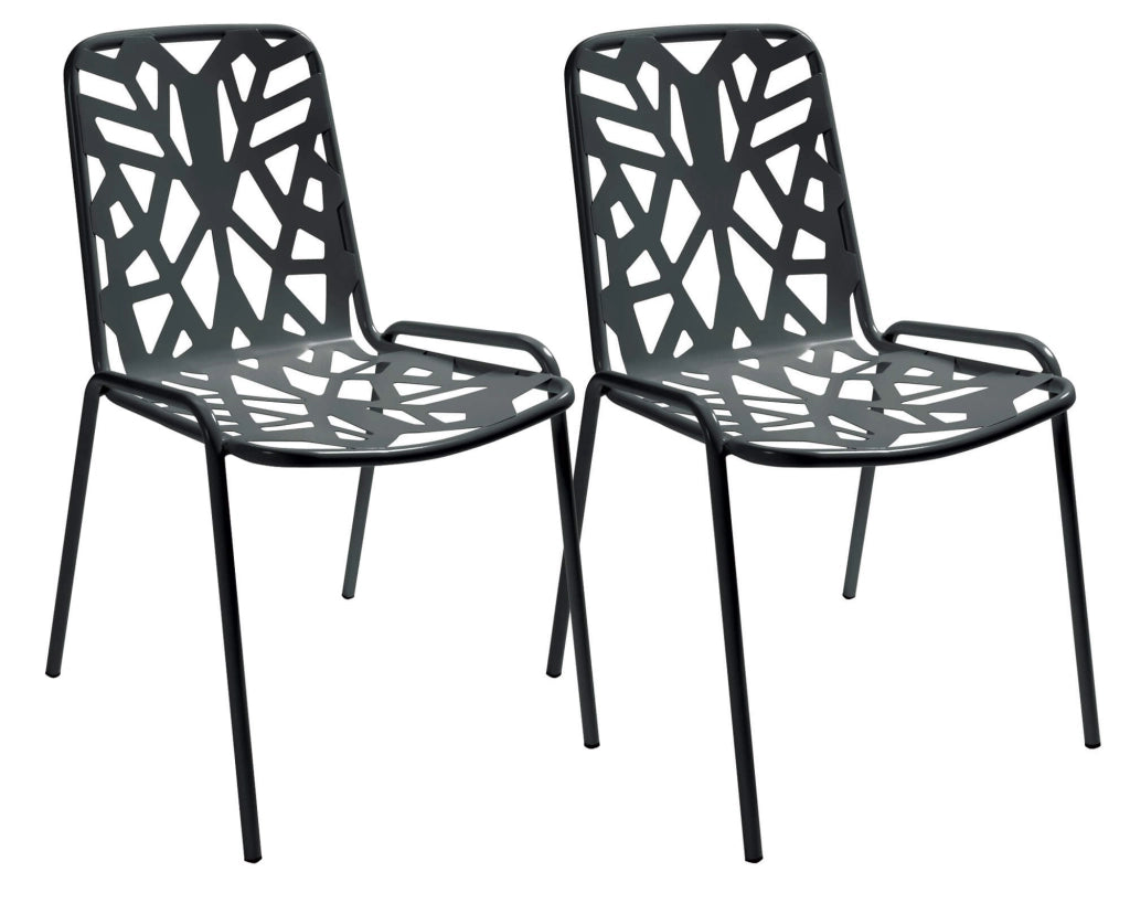 Set 2 Sedie da Giardino 52x59x83 cm in Acciaio RD Italia Fancy Antracite