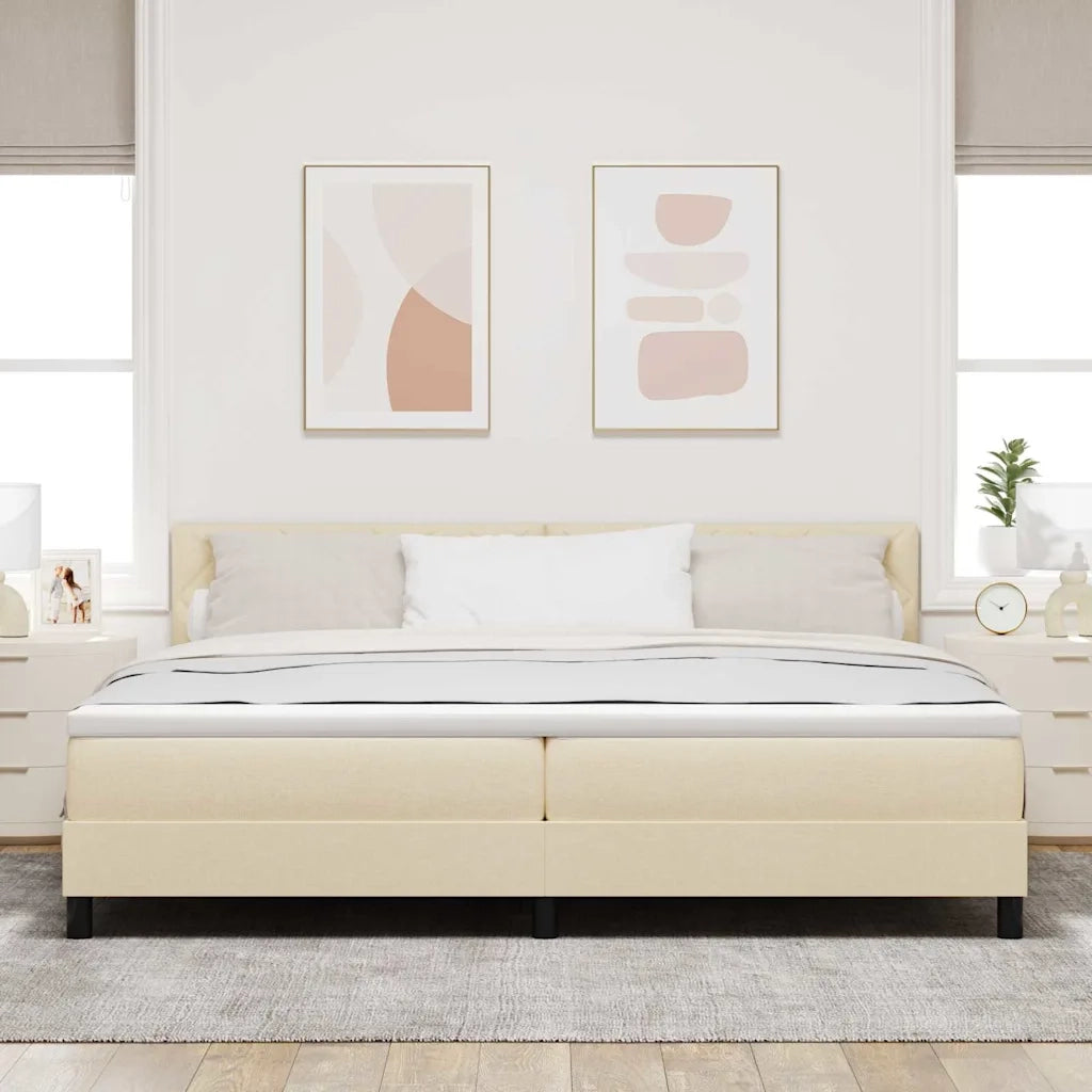 Letto a molle con materasso con led Crema 200 x 200 cm Tessuto