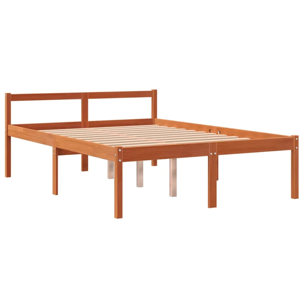 Letto per Anziani Marrone Cera 140x200cm Legno Massello di Pino 844158