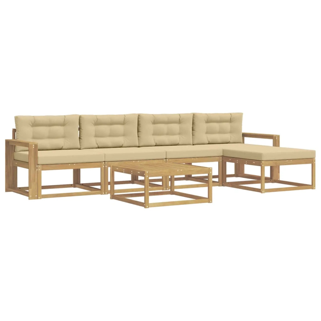 Set di divani da esterno 6 pcs Bianco e Beige 79 x 79 x 37 cm 3386347