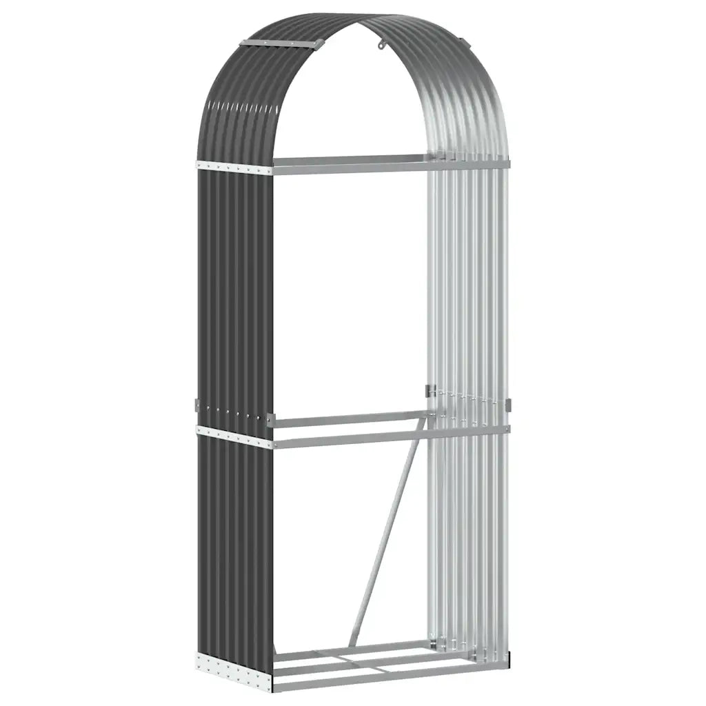 Portalegna-Scaffale per Legna Antracite 80x45x190 cm Acciaio Zincato