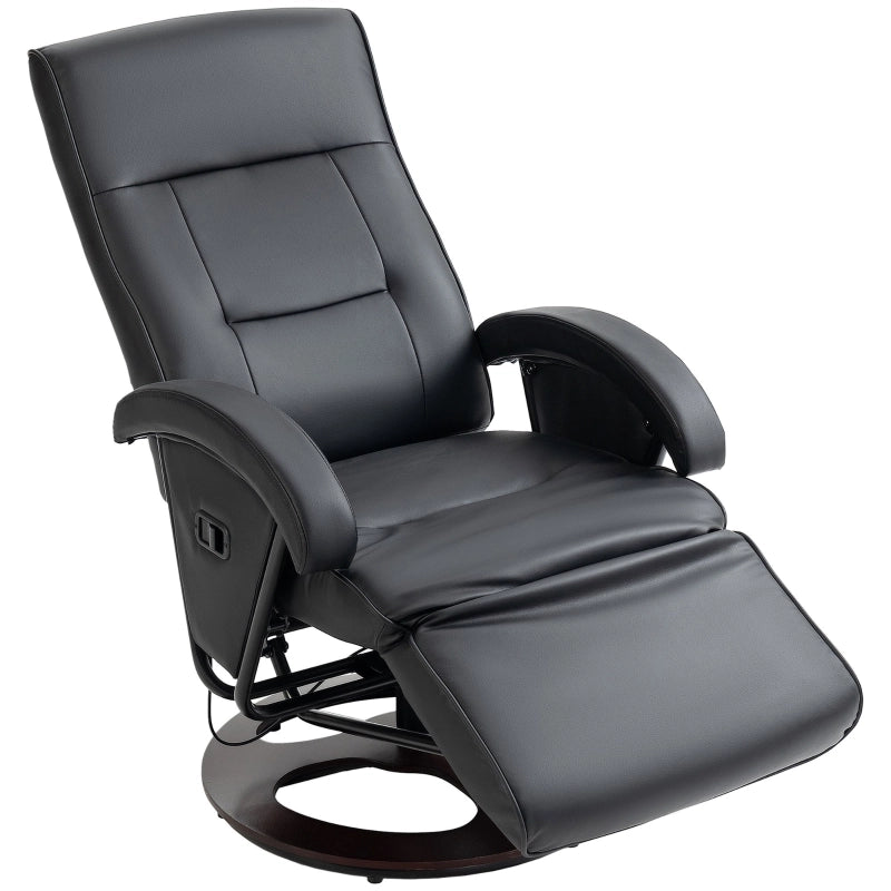 Poltrona relax girevole in similpelle nera con funzione reclinabile e poggiapiedi